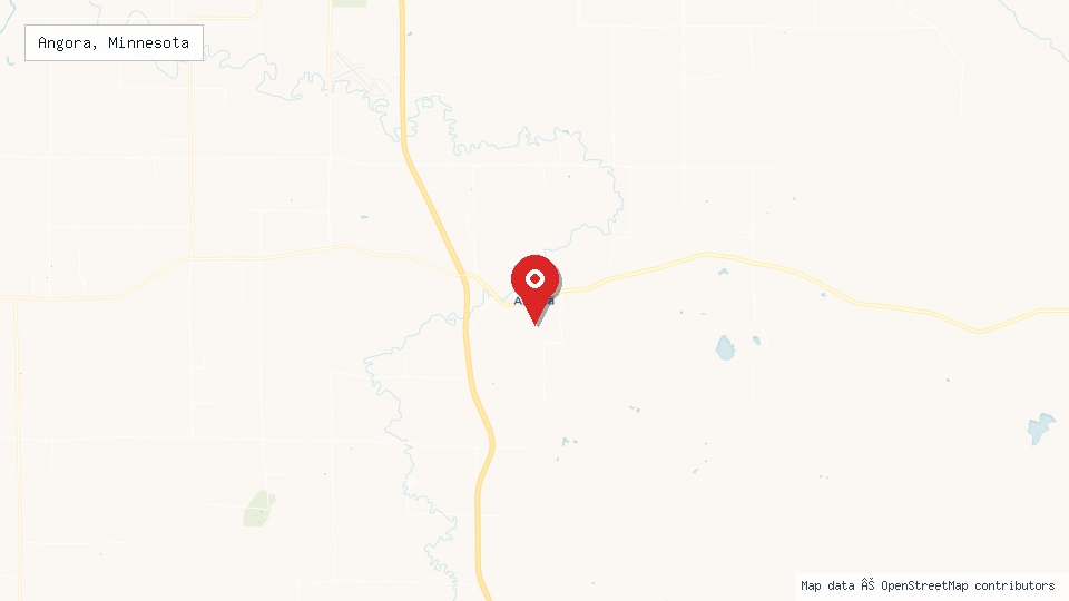 Street map of Angora, Minnesota with location pin