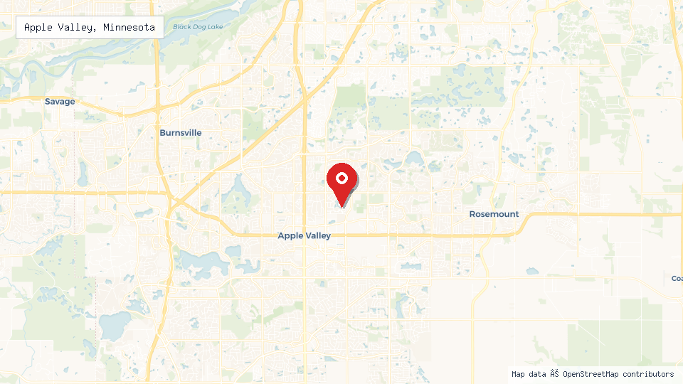 Street map of Apple Valley, Minnesota with location pin