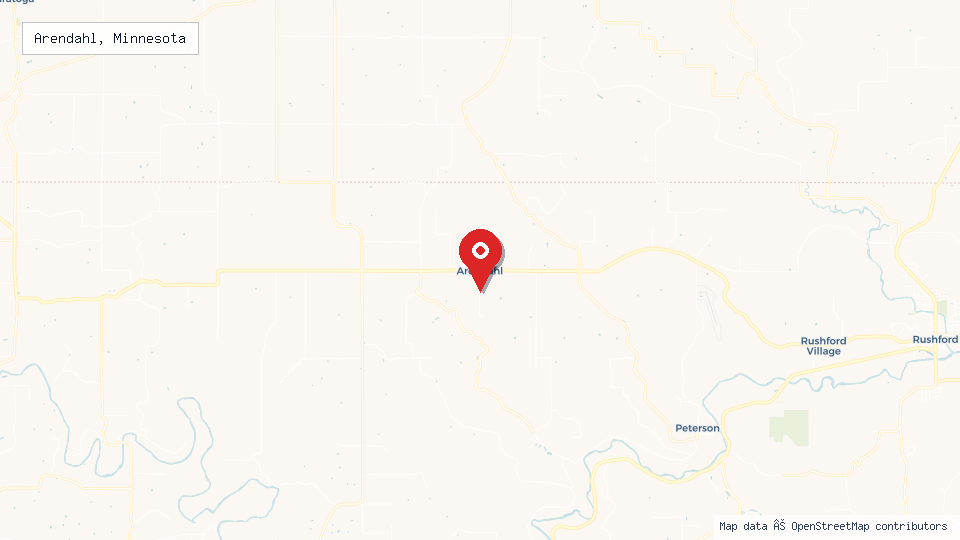 Street map of Arendahl, Minnesota with location pin