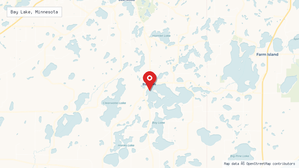 Street map of Bay Lake, Minnesota with location pin