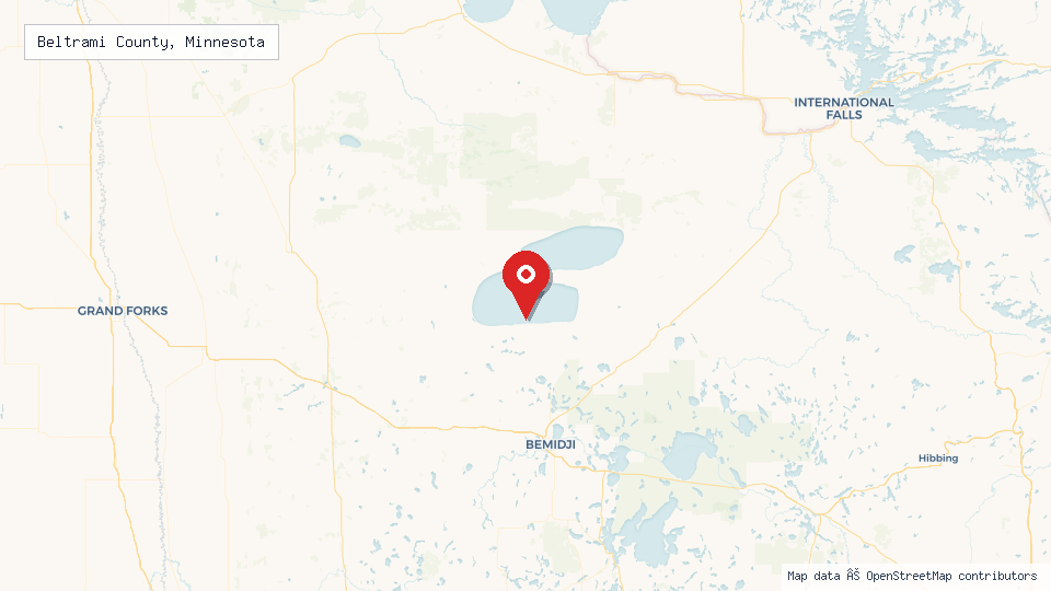 Street map of Beltrami County, Minnesota with location pin