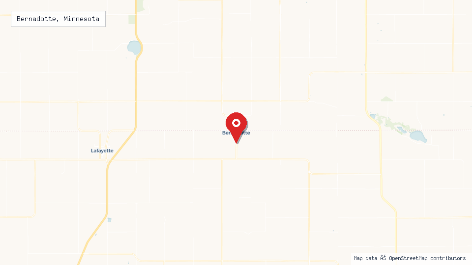 Street map of Bernadotte, Minnesota with location pin