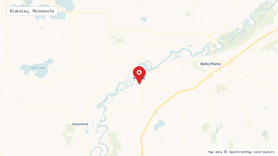 Street map of Blakeley, Minnesota with location pin