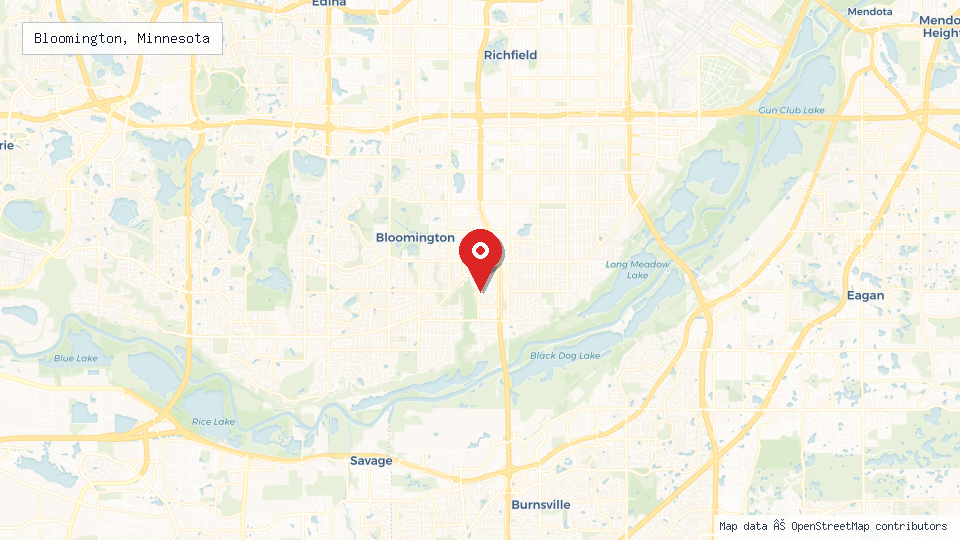 Street map of Bloomington, Minnesota with location pin