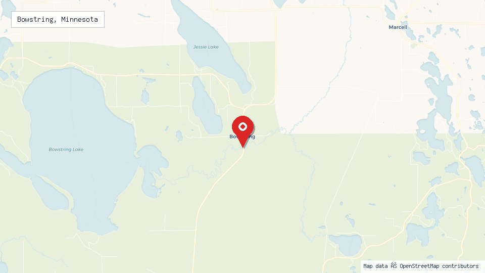 Street map of Bowstring, Minnesota with location pin