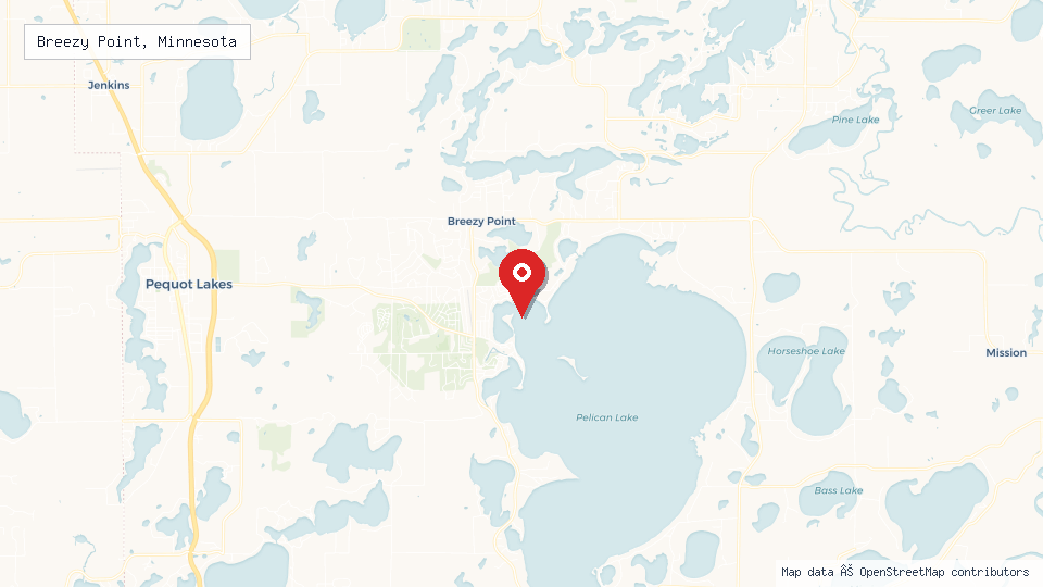 Street map of Breezy Point, Minnesota with location pin