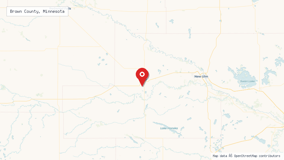 Street map of Brown County, Minnesota with location pin