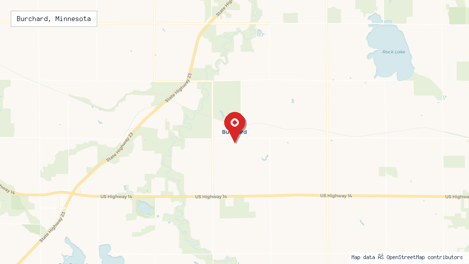Street map of Burchard, Minnesota with location pin