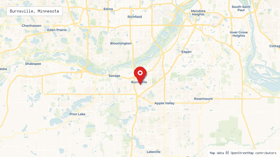 Street map of Burnsville, Minnesota with location pin
