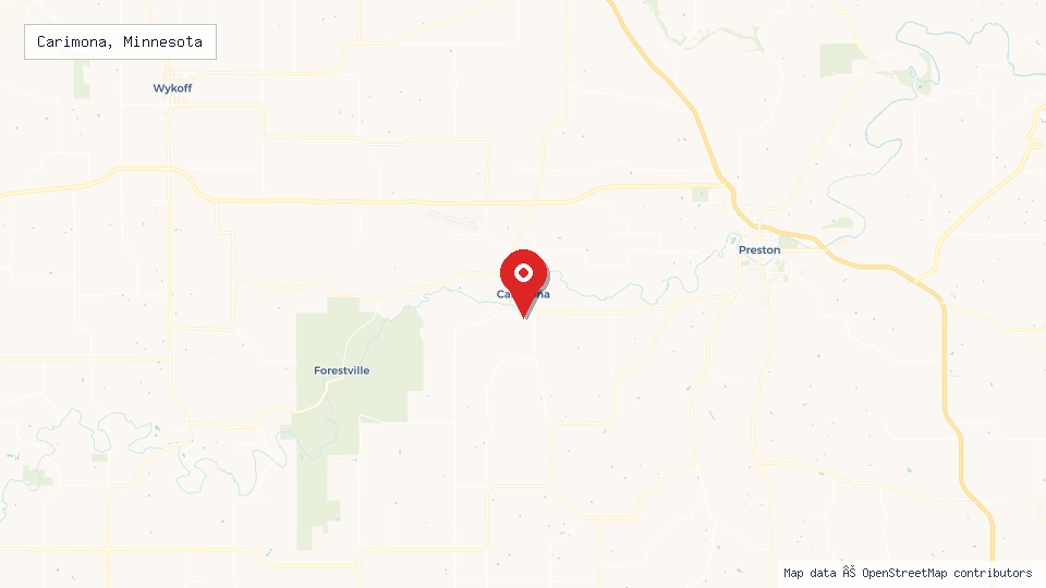 Street map of Carimona, Minnesota with location pin