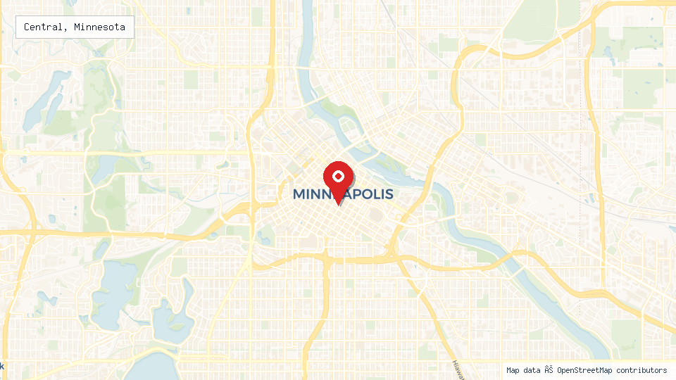 Street map of Central, Minnesota with location pin
