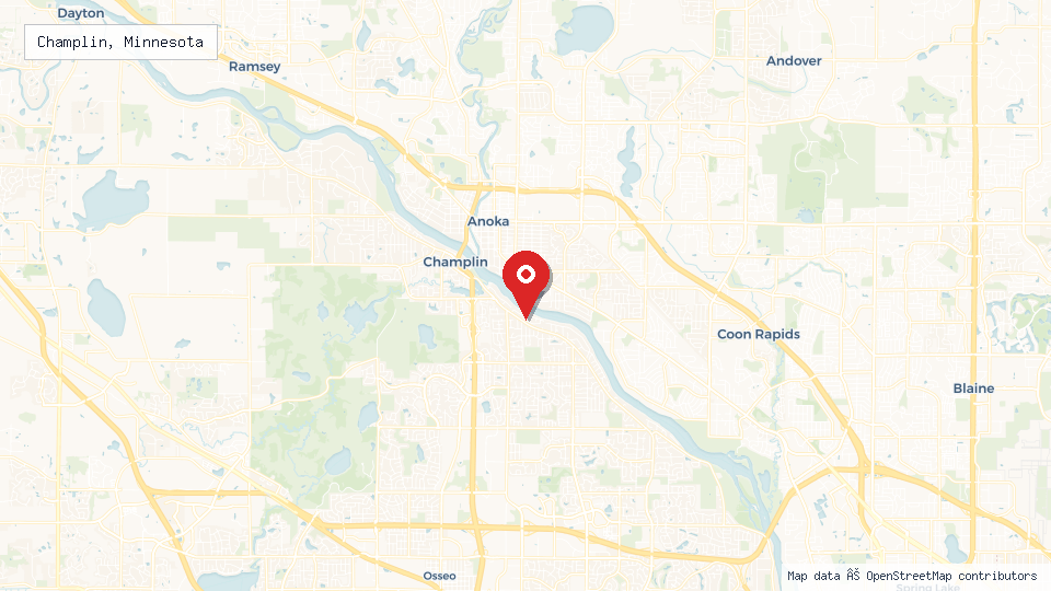Street map of Champlin, Minnesota with location pin