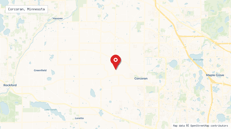 Street map of Corcoran, Minnesota with location pin
