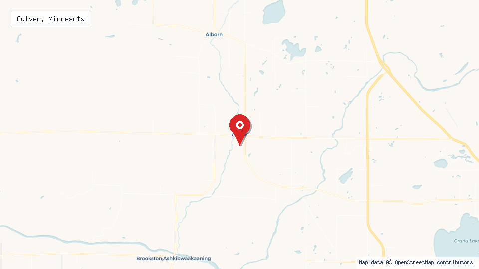 Street map of Culver, Minnesota with location pin
