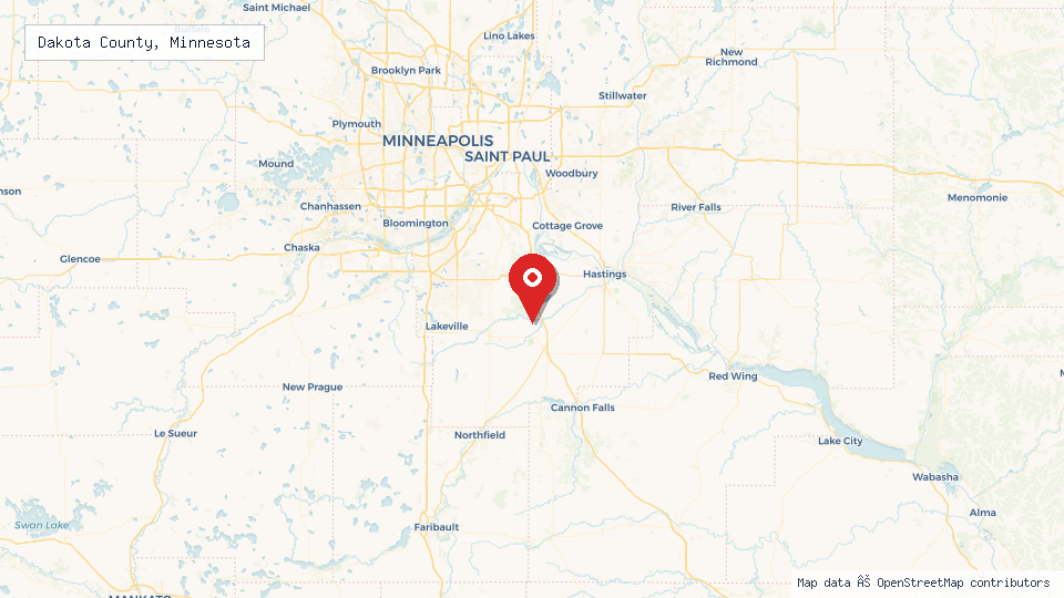 Street map of Dakota County, Minnesota with location pin