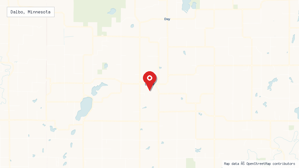 Street map of Dalbo, Minnesota with location pin