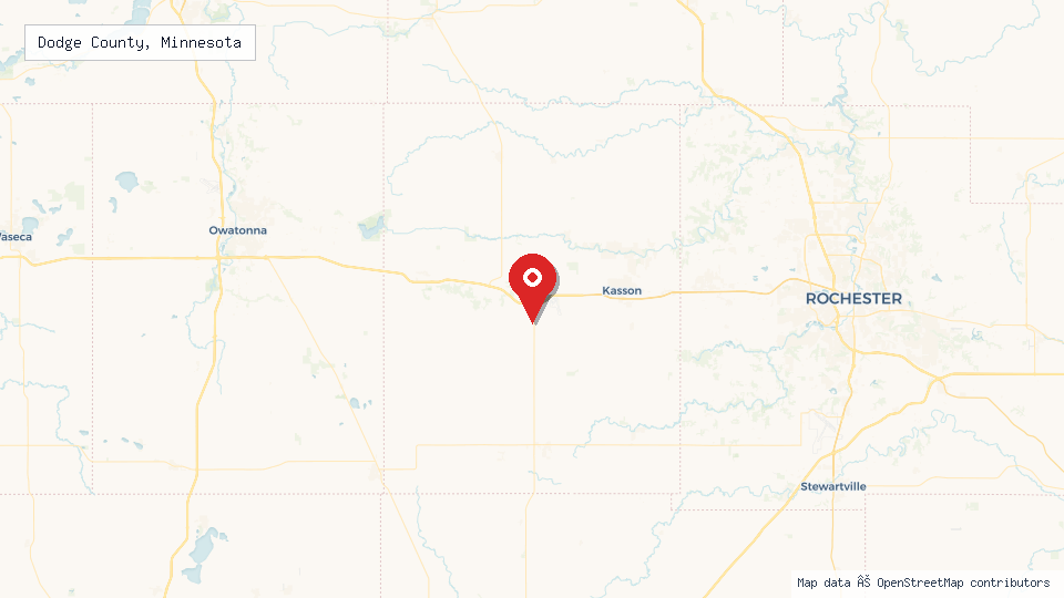 Street map of Dodge County, Minnesota with location pin