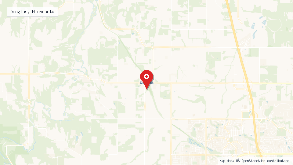 Street map of Douglas, Minnesota with location pin