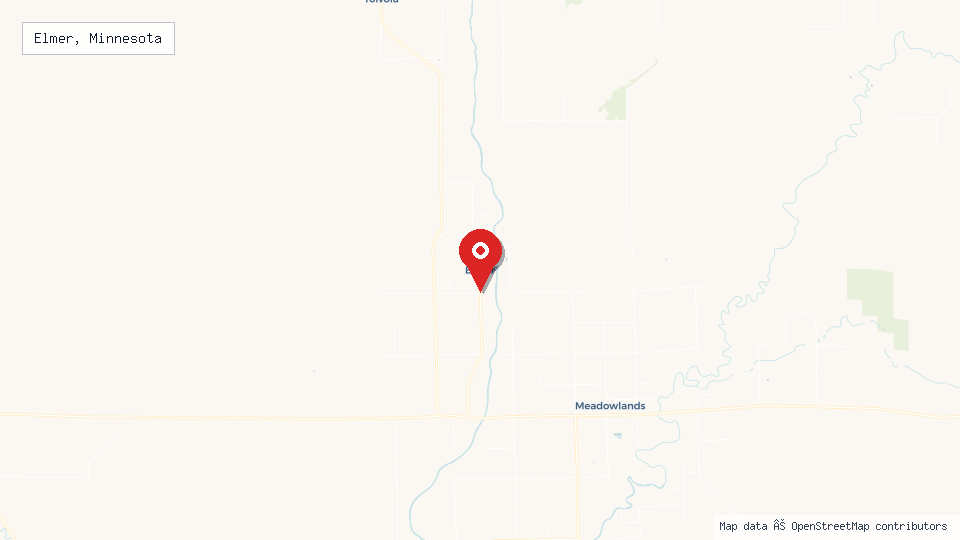 Street map of Elmer, Minnesota with location pin