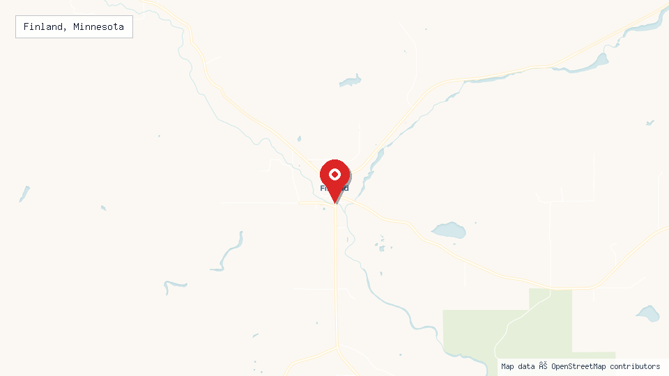 Street map of Finland, Minnesota with location pin