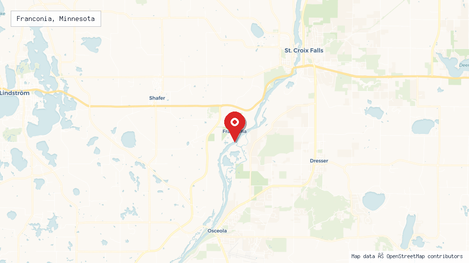 Street map of Franconia, Minnesota with location pin