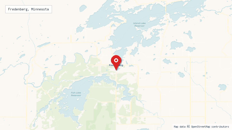 Street map of Fredenberg, Minnesota with location pin