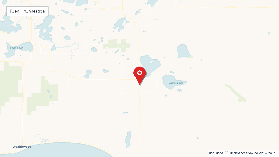 Street map of Glen, Minnesota with location pin