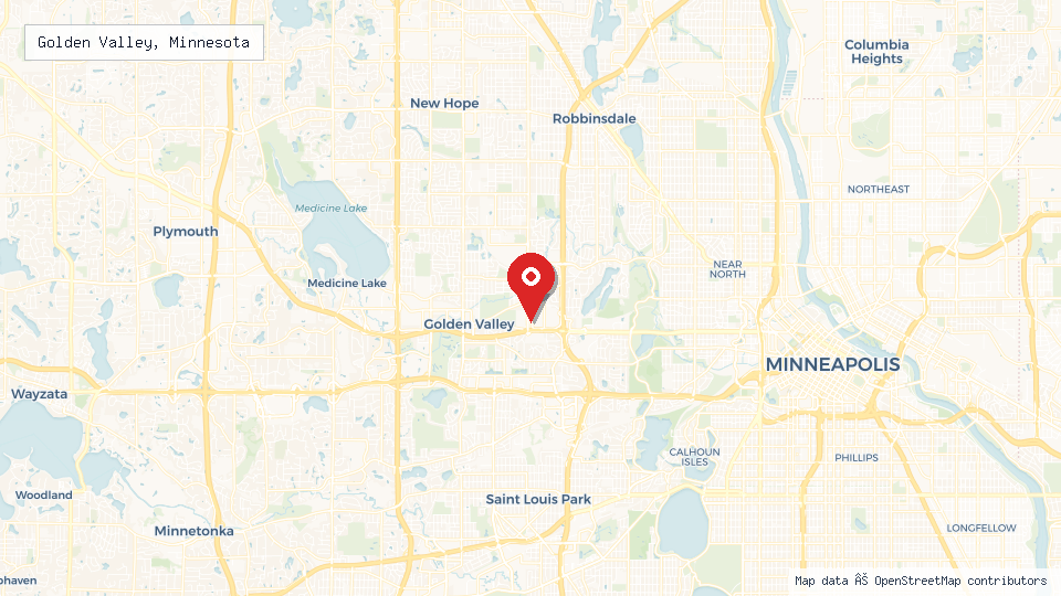 Street map of Golden Valley, Minnesota with location pin