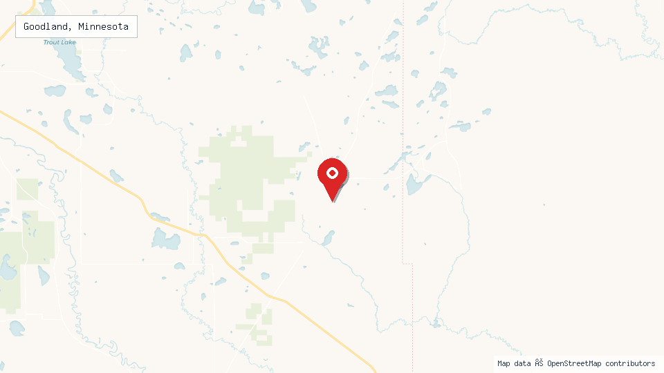 Street map of Goodland, Minnesota with location pin