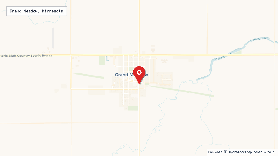 Street map of Grand Meadow, Minnesota with location pin