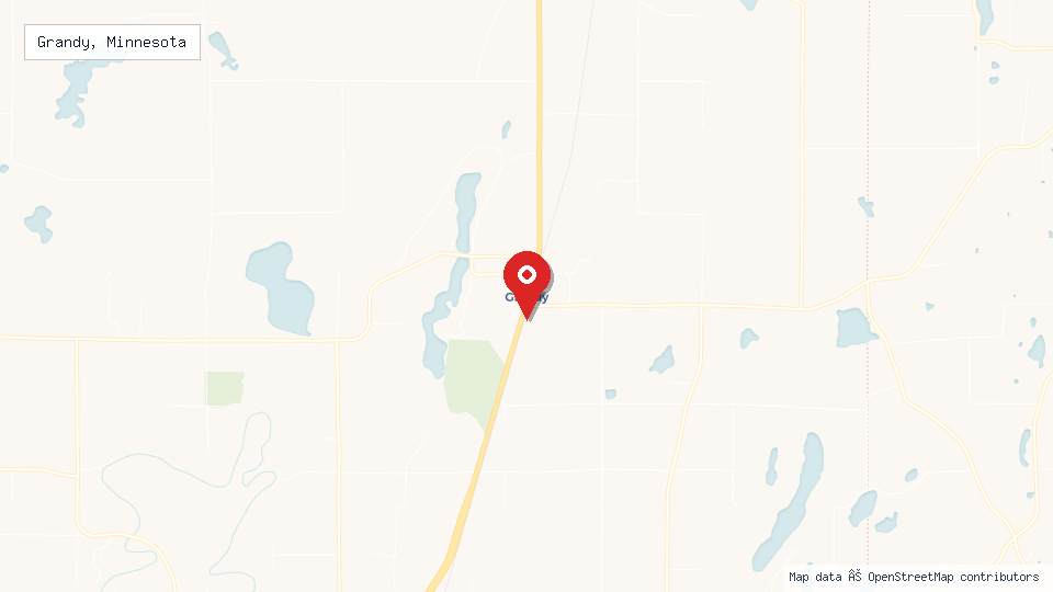 Street map of Grandy, Minnesota with location pin