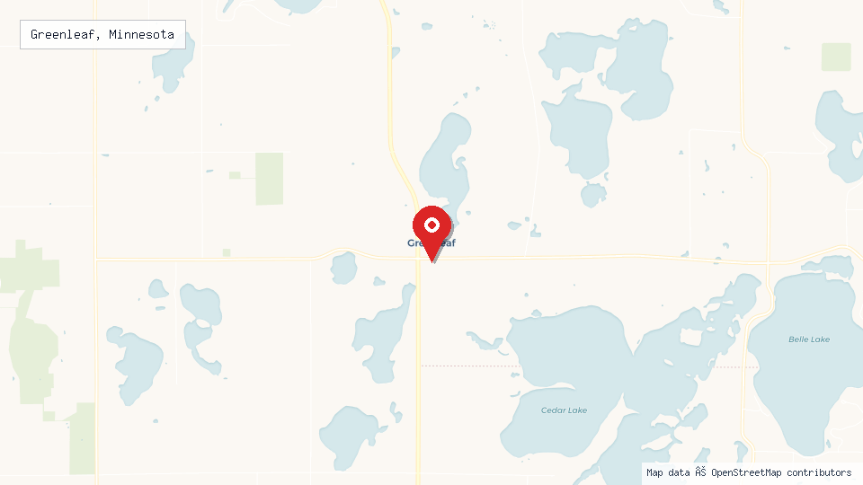 Street map of Greenleaf, Minnesota with location pin