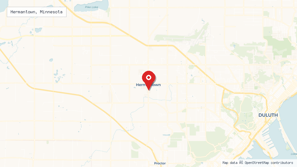 Street map of Hermantown, Minnesota with location pin