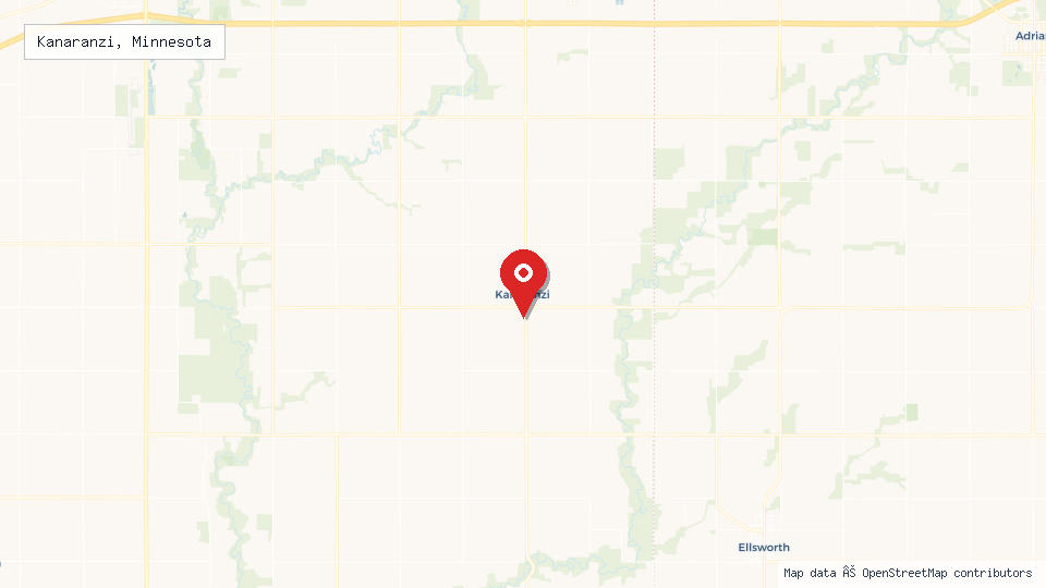 Street map of Kanaranzi, Minnesota with location pin