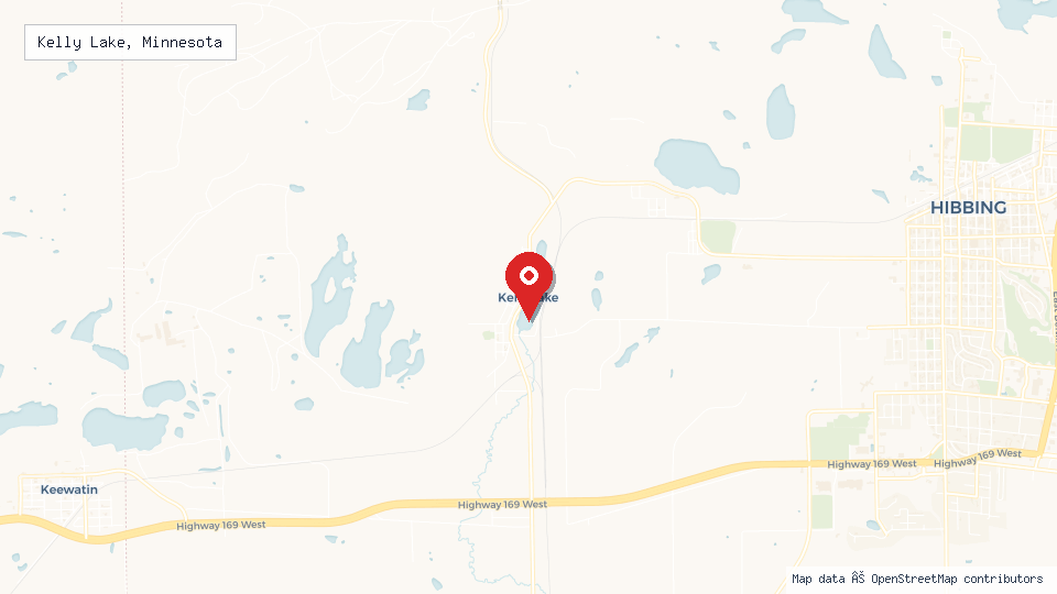 Street map of Kelly Lake, Minnesota with location pin