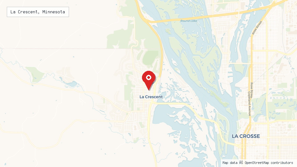 Street map of La Crescent, Minnesota with location pin