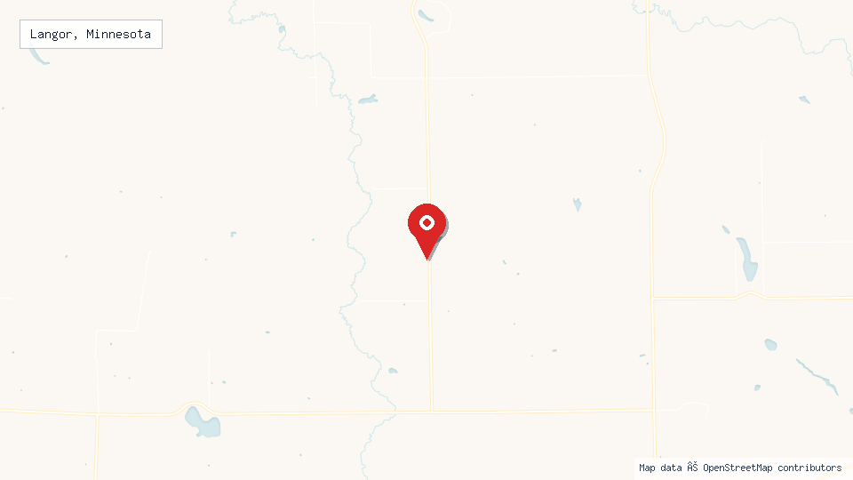 Street map of Langor, Minnesota with location pin