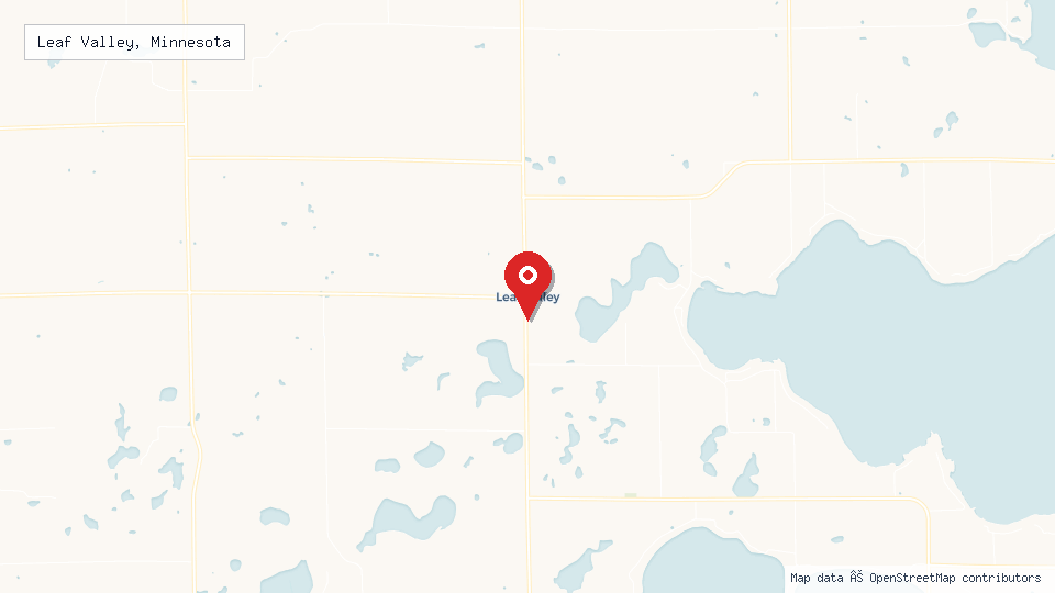 Street map of Leaf Valley, Minnesota with location pin