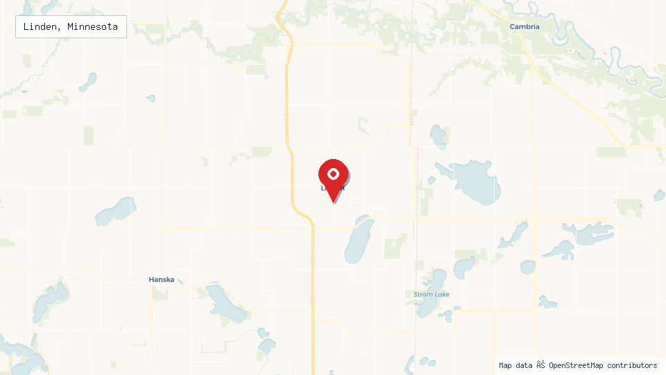 Street map of Linden, Minnesota with location pin