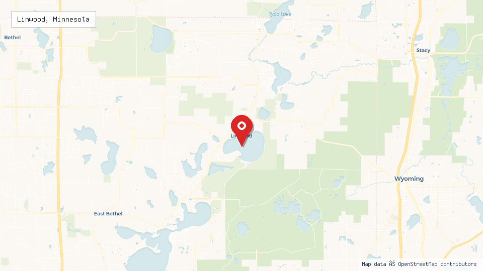Street map of Linwood, Minnesota with location pin