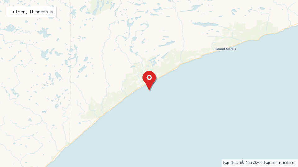 Street map of Lutsen, Minnesota with location pin
