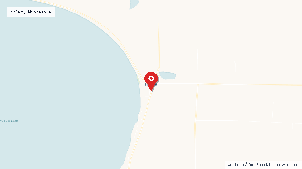 Street map of Malmo, Minnesota with location pin