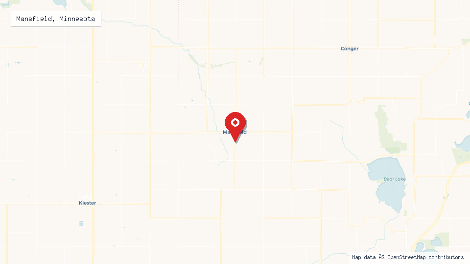 Street map of Mansfield, Minnesota with location pin