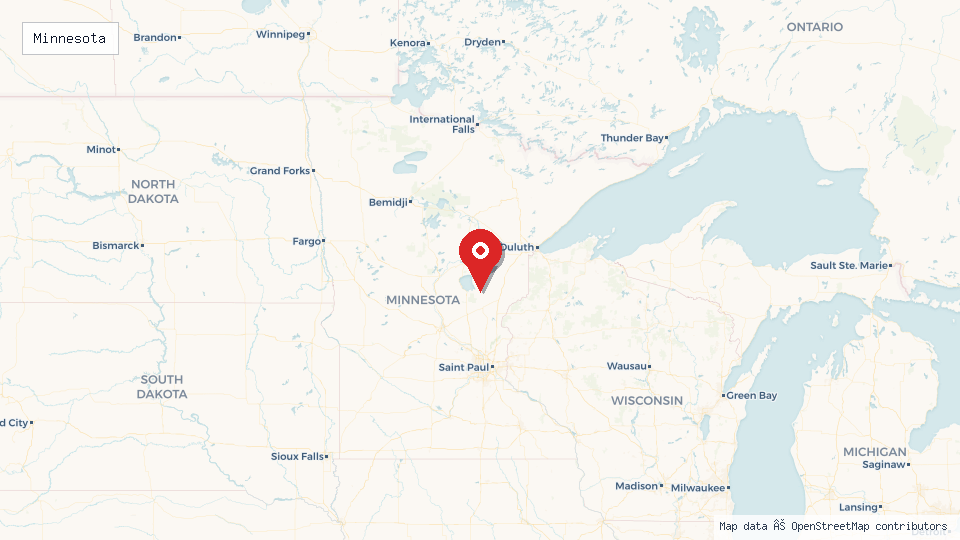 Street map of Minnesota with location pin
