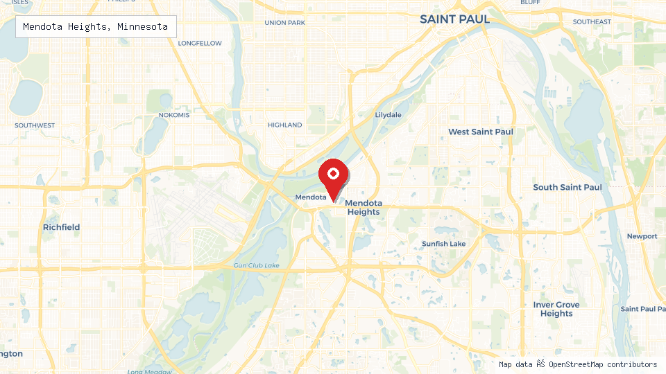 Street map of Mendota Heights, Minnesota with location pin