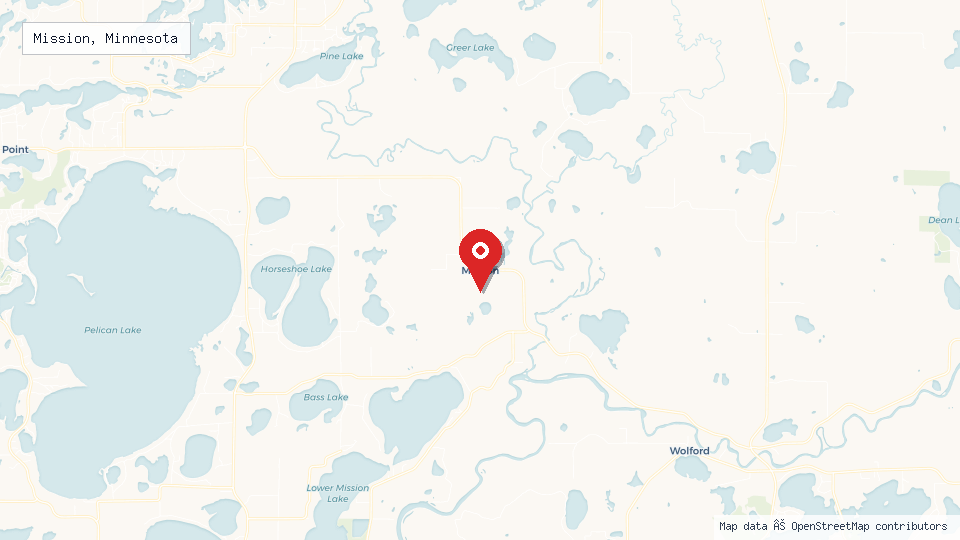 Street map of Mission, Minnesota with location pin