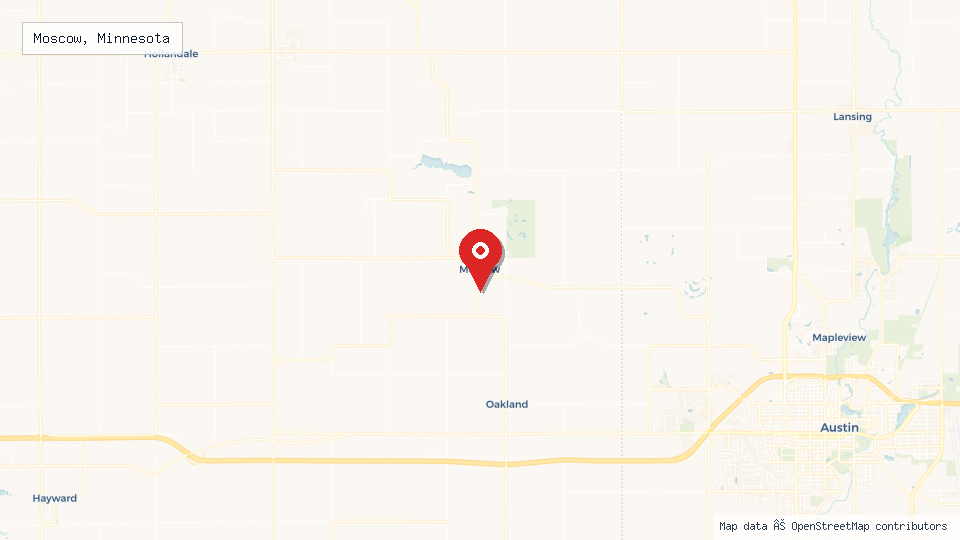 Street map of Moscow, Minnesota with location pin