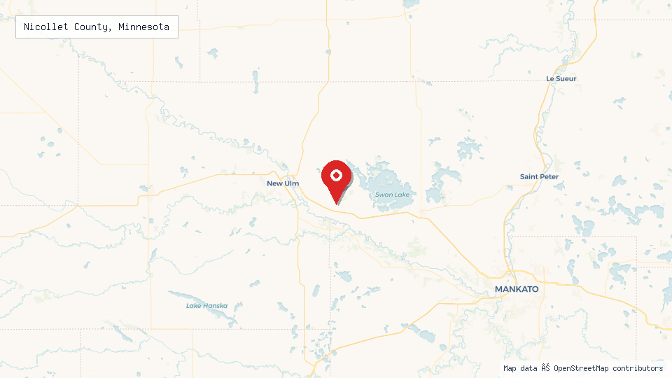 Street map of Nicollet County, Minnesota with location pin