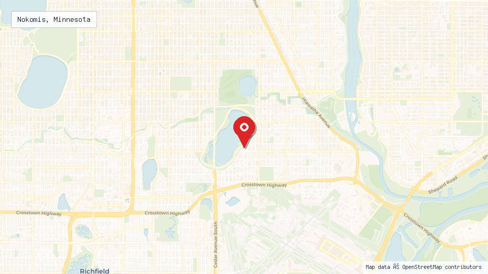 Street map of Nokomis, Minnesota with location pin