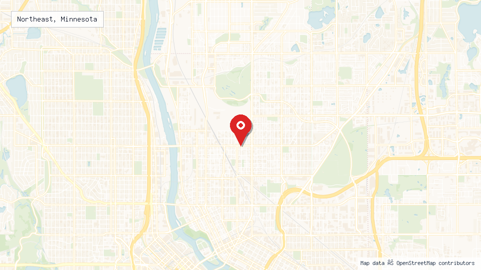 Street map of Northeast, Minnesota with location pin